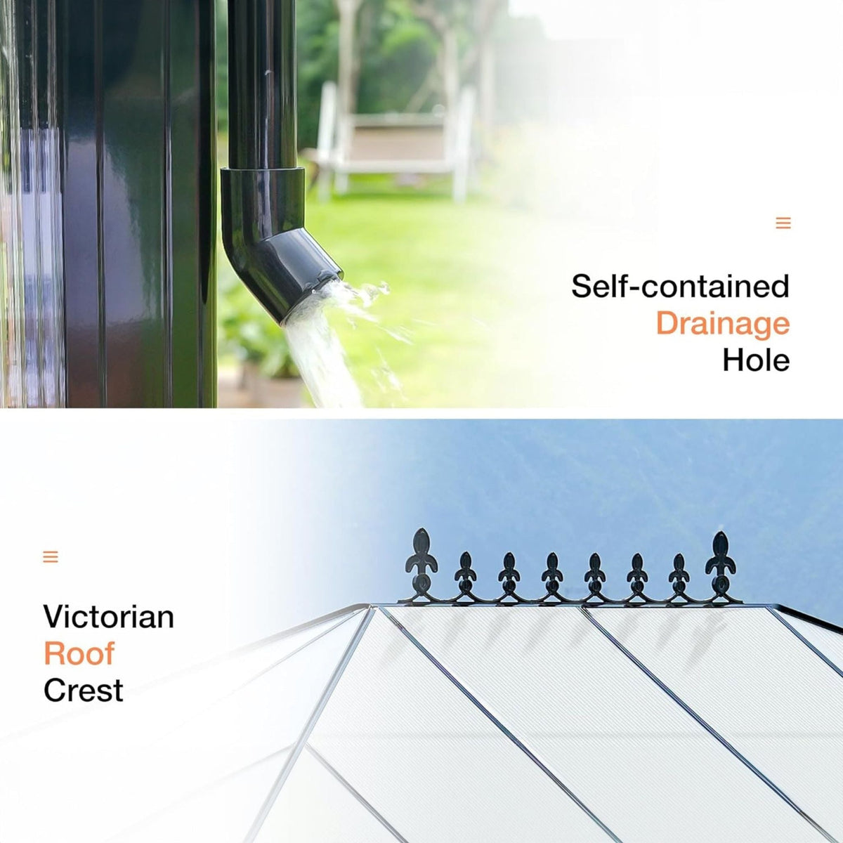 10X14FT Premium Outdoor Polycarbonate Greenhouse With Aluminum Frame And Double Swing Doors (SAK23168)
