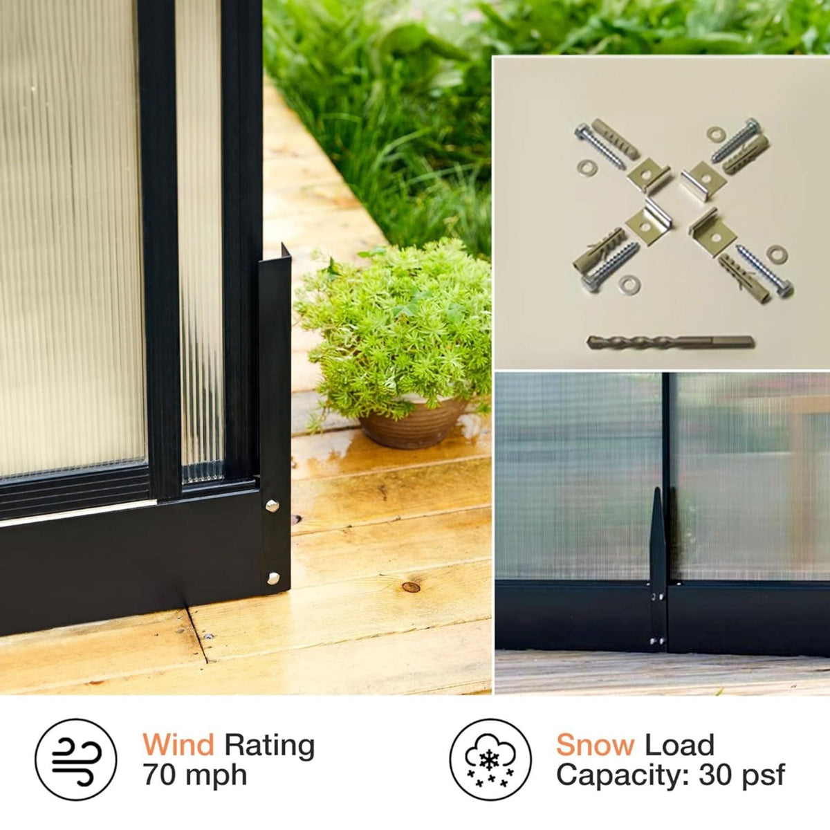 10X14FT Premium Outdoor Polycarbonate Greenhouse With Aluminum Frame And Double Swing Doors (SAK23168)