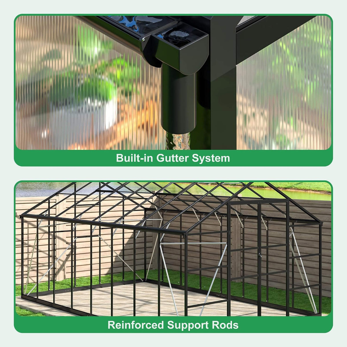 10X16FT Premium Walk-In Polycarbonate Greenhouse With Aluminum Frame (SAK49173)