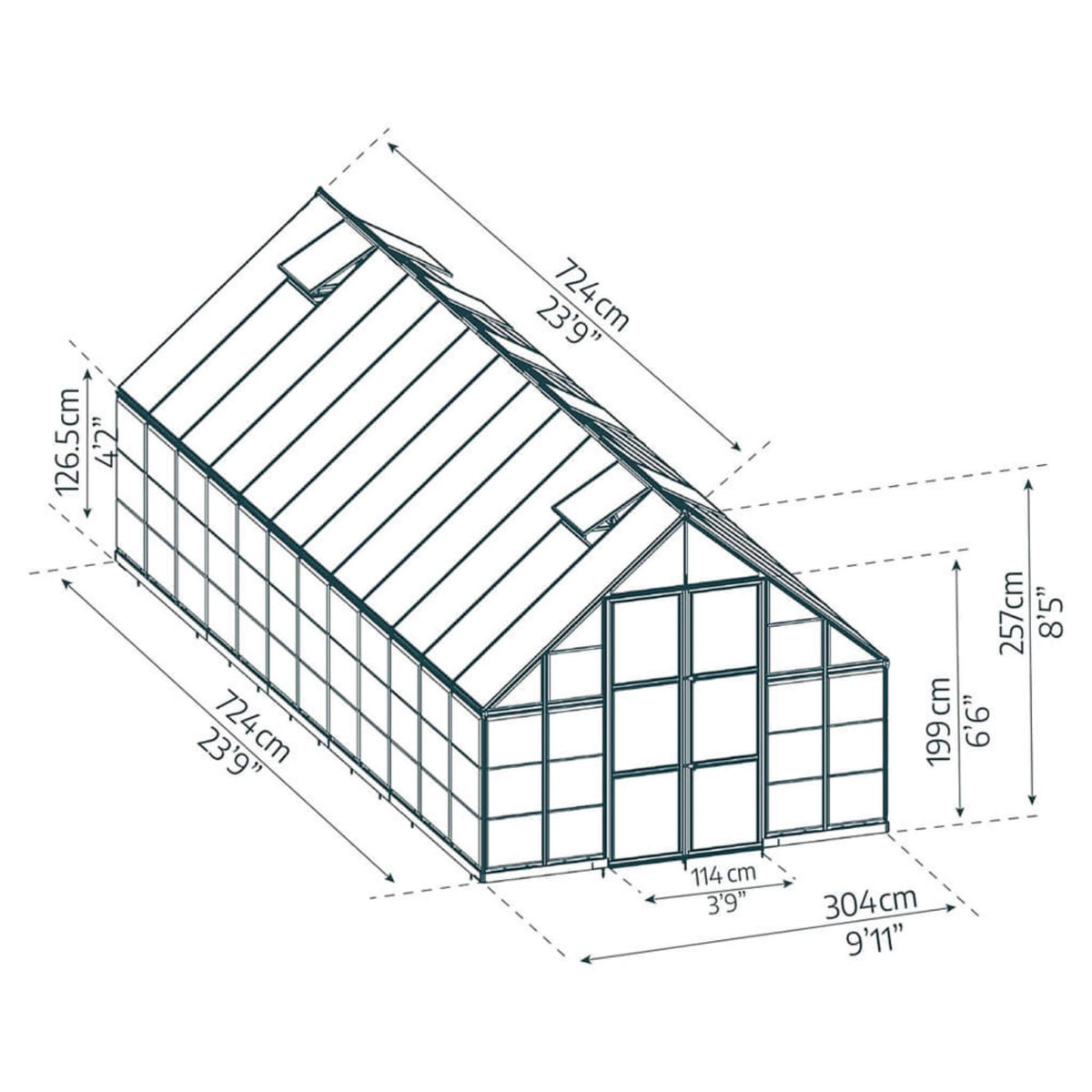 10X24FT Premium Heavy-Duty Polycarbonate Walk-In Greenhouse W/ Aluminum Frame & Built-In Gutter System (SAK58472)