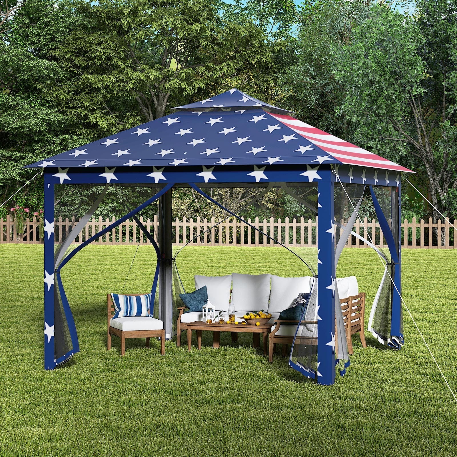 11 x 11 Feet 2-Tier Pop-Up Gazebo Tent Portable Canopy Shelter Carry Bag Mesh