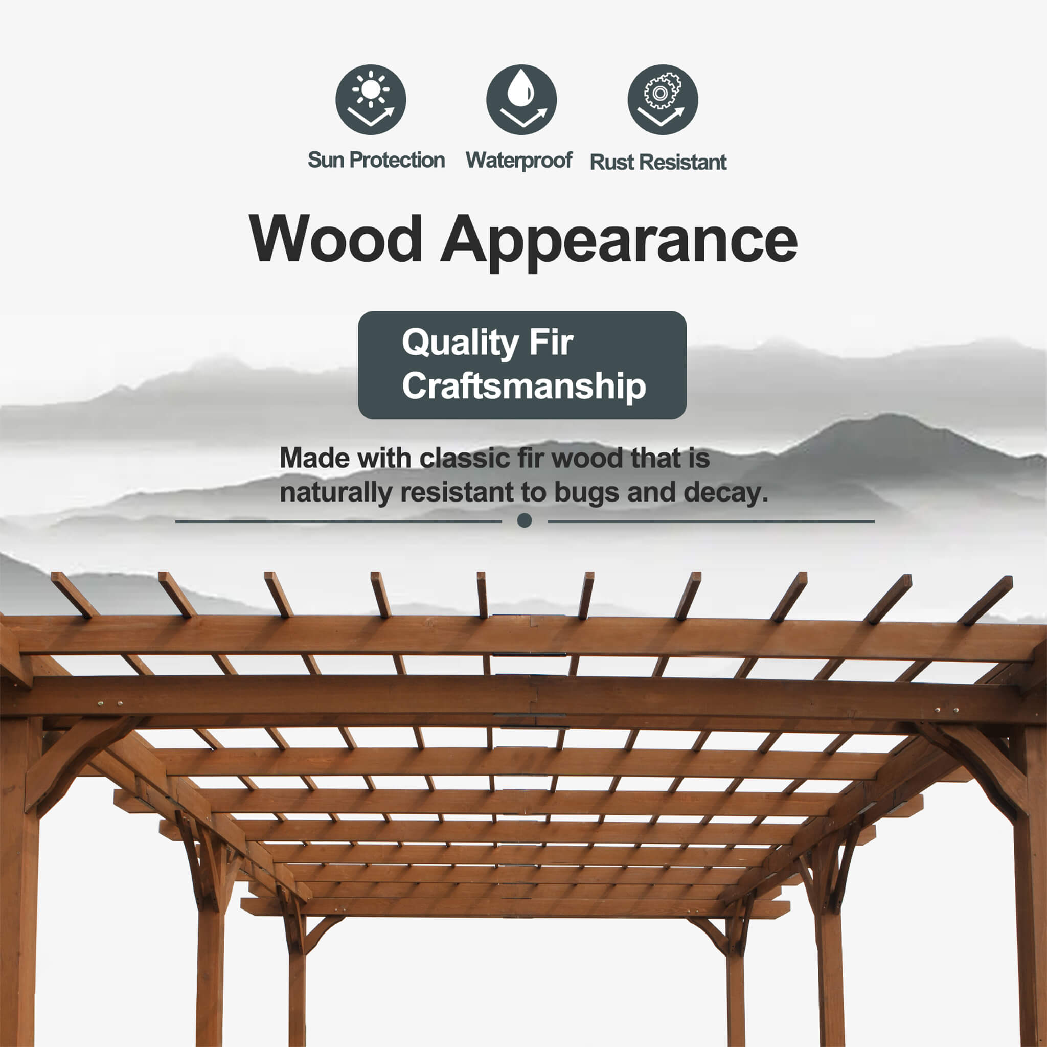 12X16FT Alora Extra Large Outdoor Wooden Waterproof Grape Pergola (SAK76476)