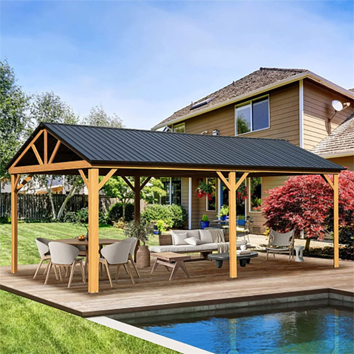 12x20 FT Premium Double-Roof Galvanized Steel Hardtop Gazebo (SAK46095)