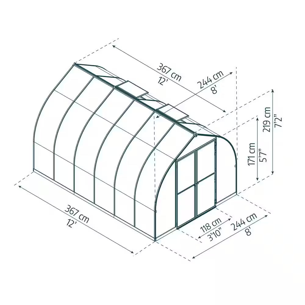 Bella 8 Ft. X 12 Ft. Silver/Diffused DIY Greenhouse Kit