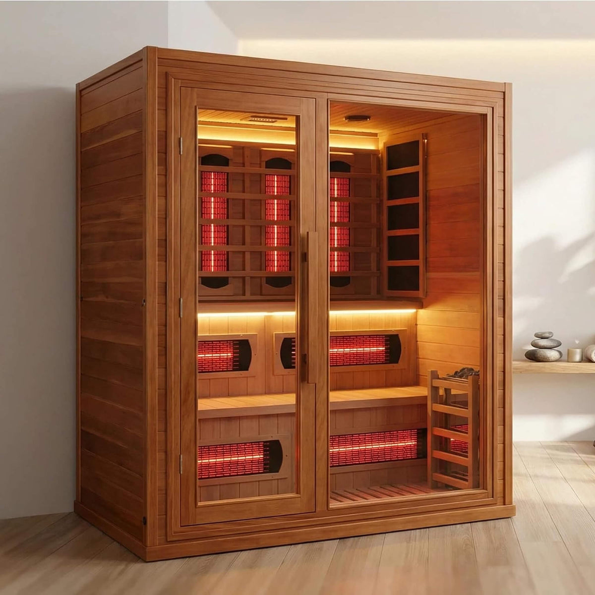 Elvaria 4-Person Canadian Red Cedar Infrared & Steam Sauna With 6 kW Harvia Heater [Made-To-Order] (SAK93528)