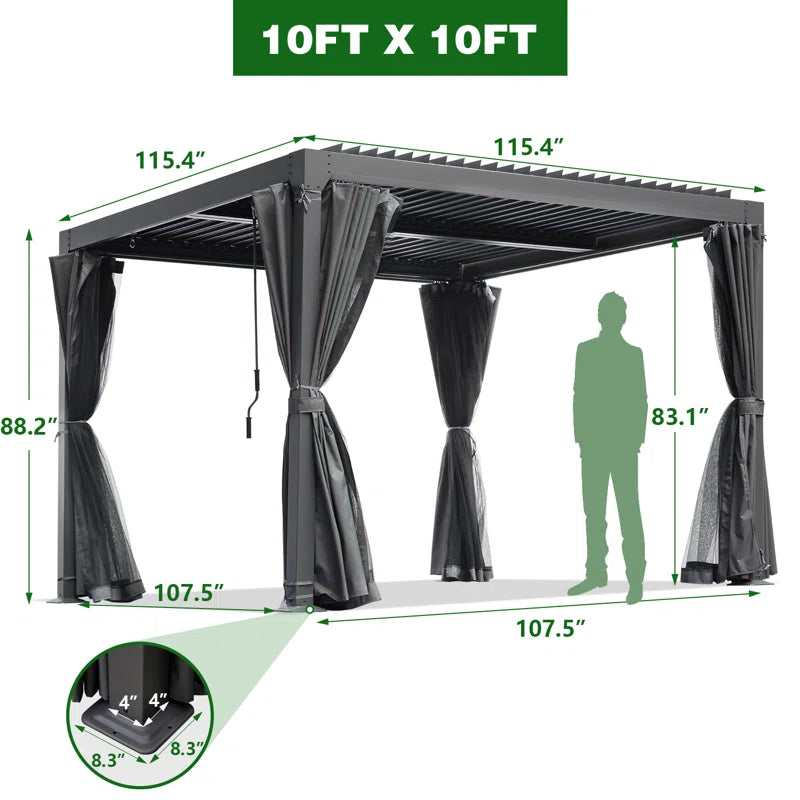 Outdoor Pergola, Louvered Pergola, Aluminum Pergola for Patio, Backyard, Pool Party
