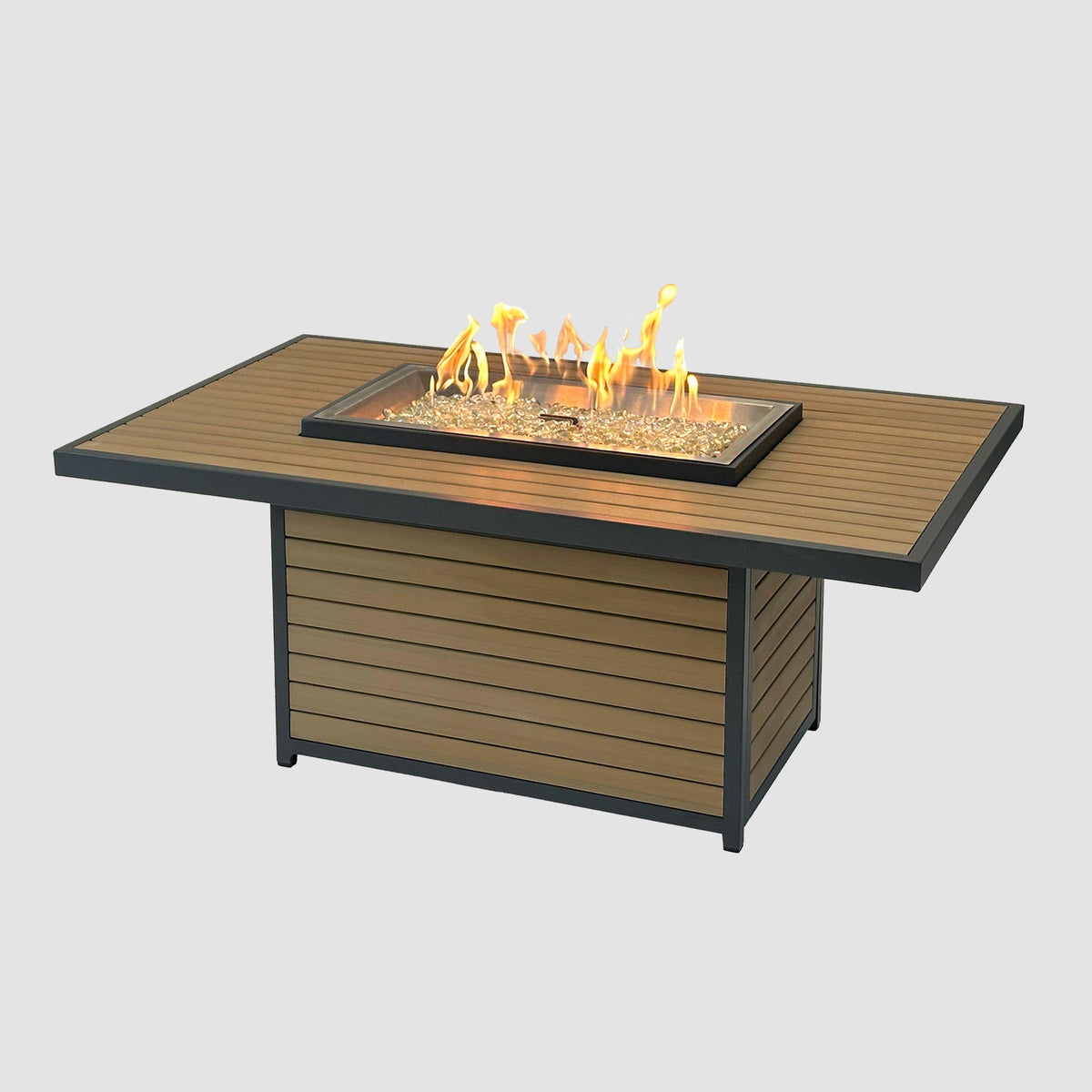 Kenwood and Brooks Rectangular Chat Height Gas Fire Pit Table