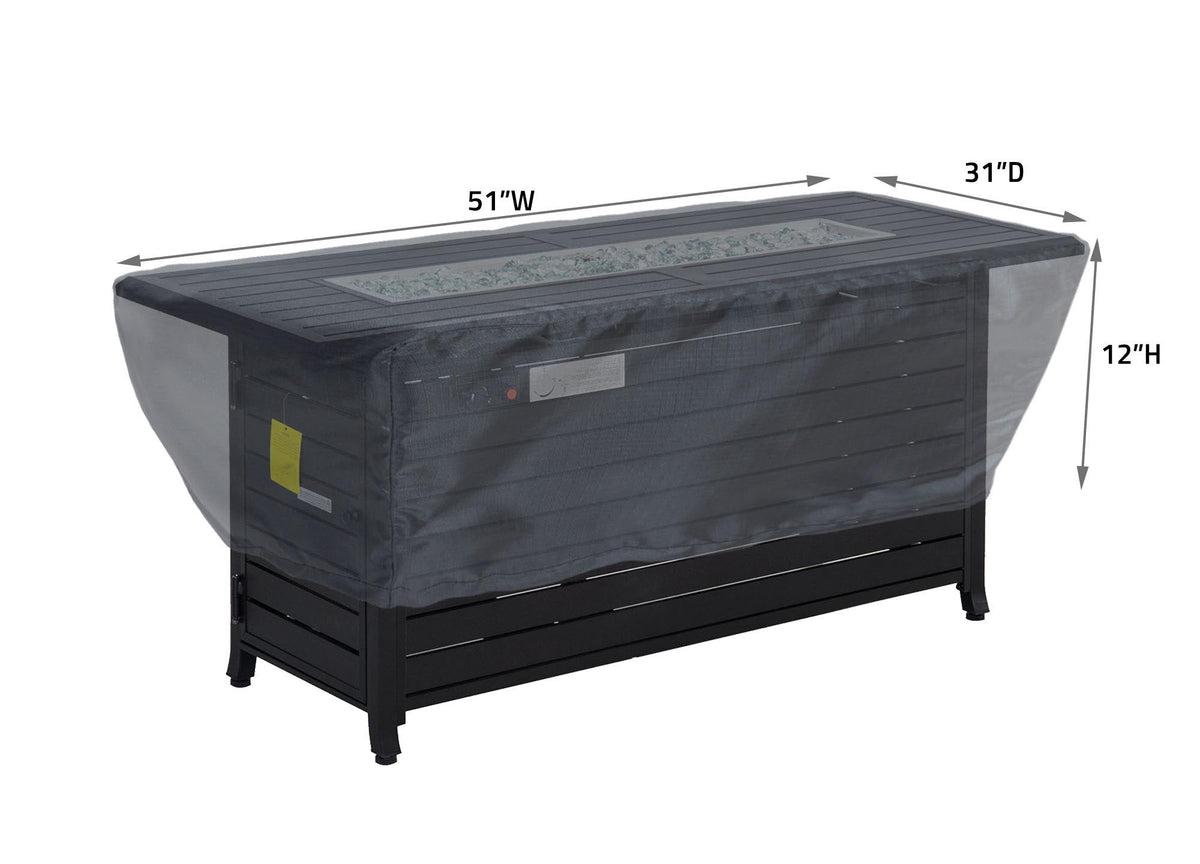Fire Pit Cover Rectangle 50x30 - 51''Wx31''Dx12''H - Mercury