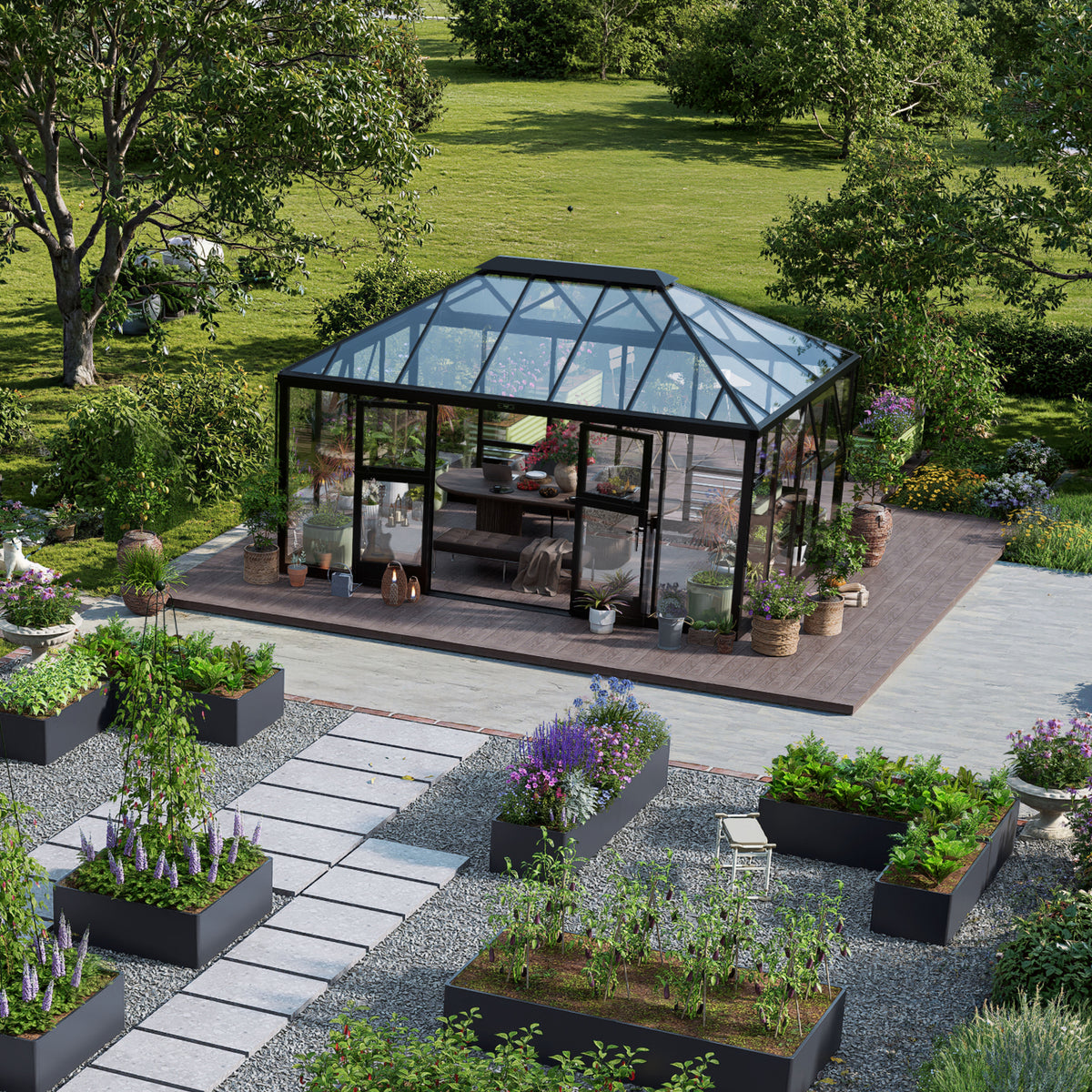 Vego Grand Oasis Glass Greenhouse