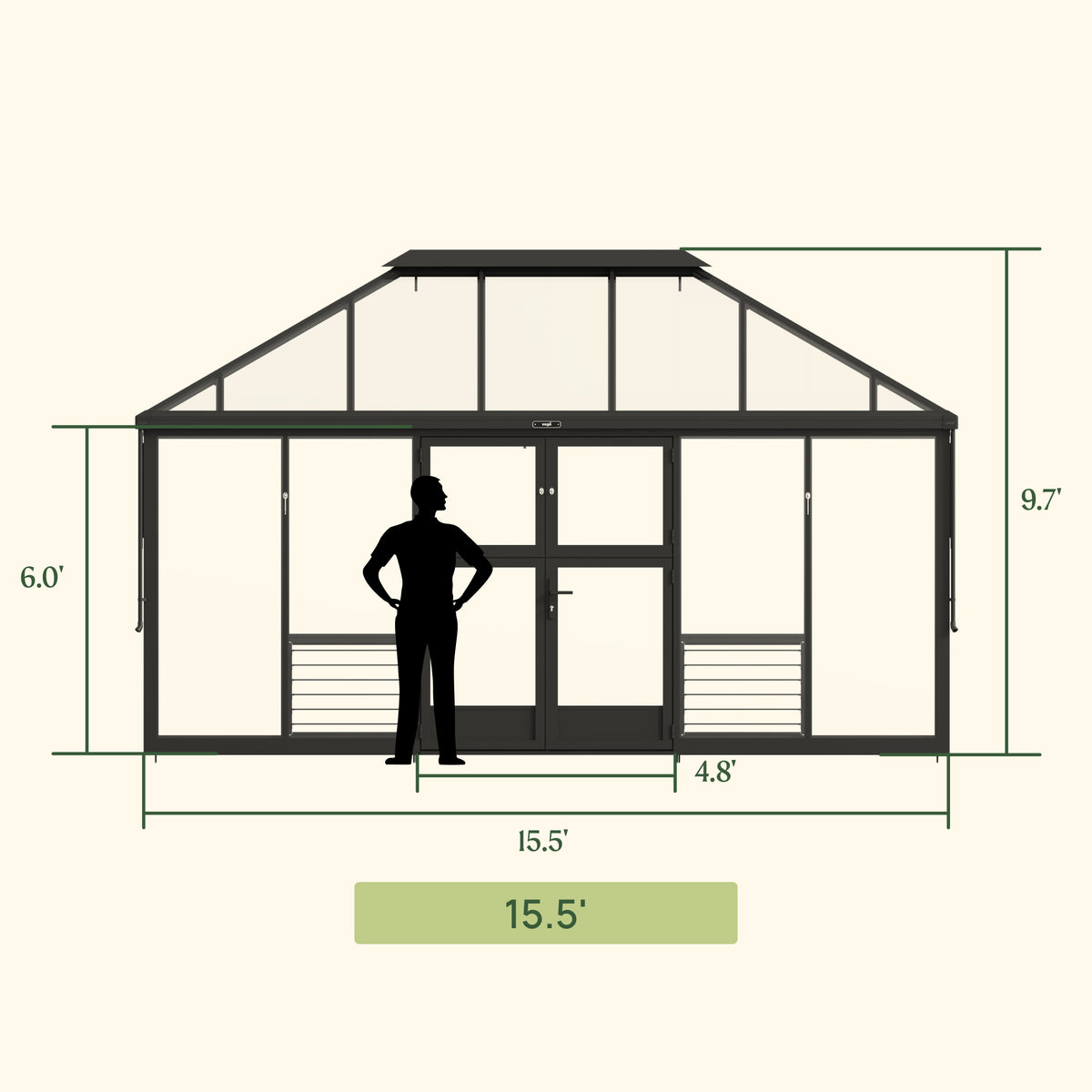 Vego Grand Oasis Glass Greenhouse