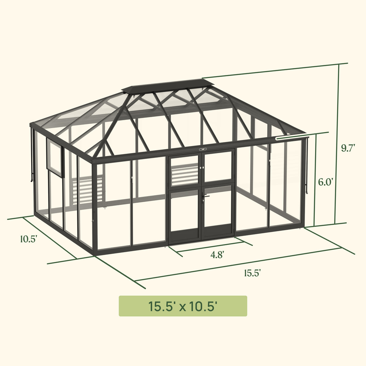 Vego Grand Oasis Glass Greenhouse