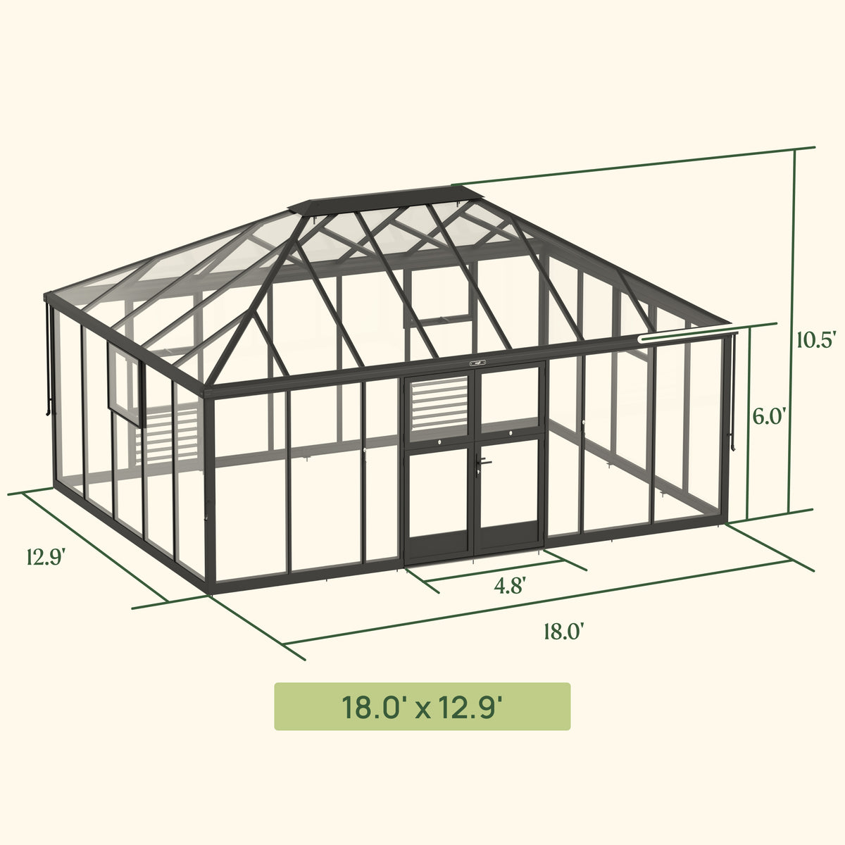 Vego Grand Oasis Glass Greenhouse