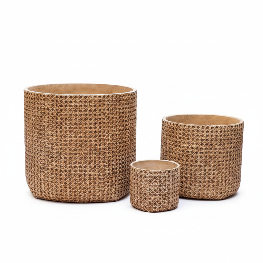 Rattan Texture Cement Planter