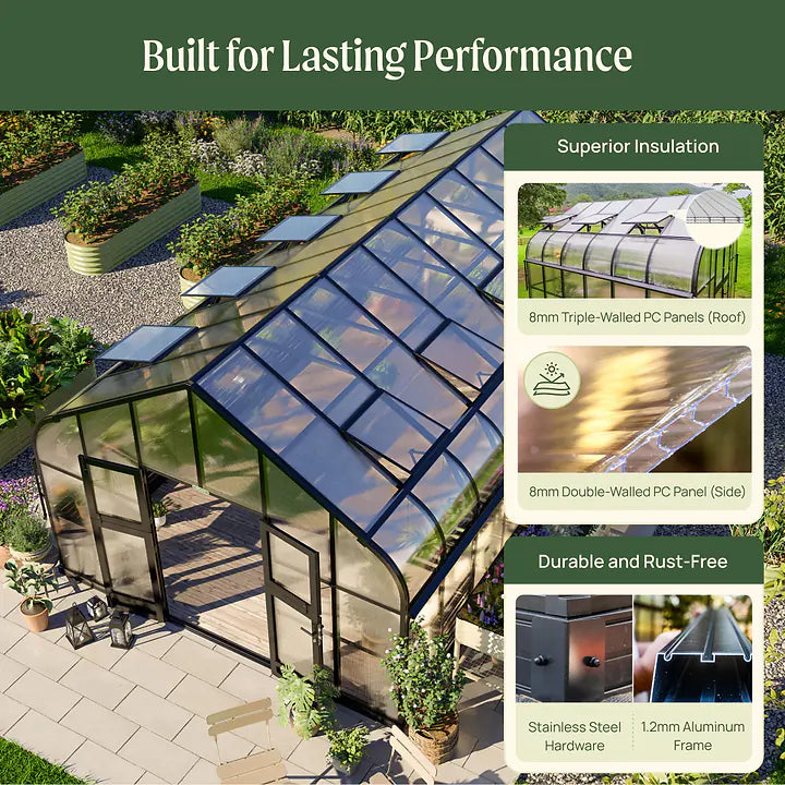 Vego Garden Pacific Series Greenhouse – 8.5 ft Wide