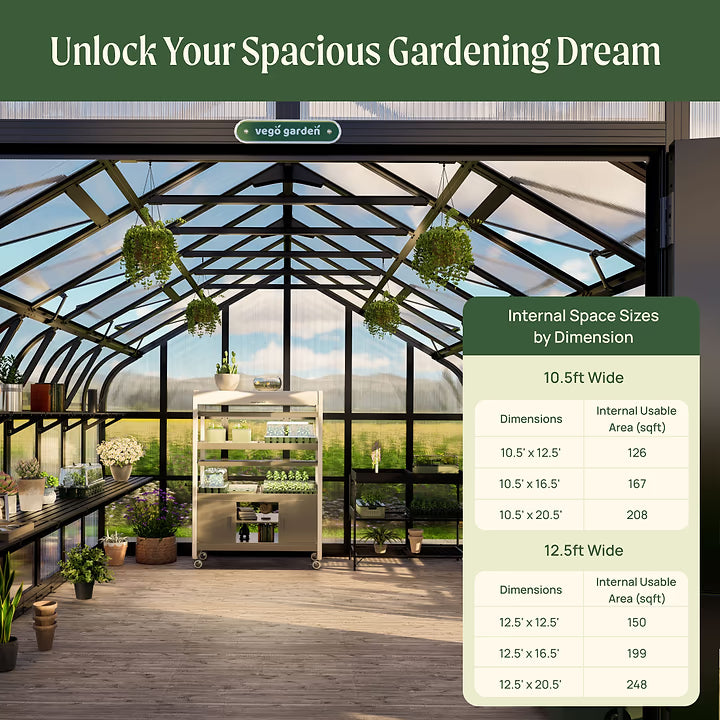 Vego Garden Pacific Series Greenhouse – 8.5 ft Wide