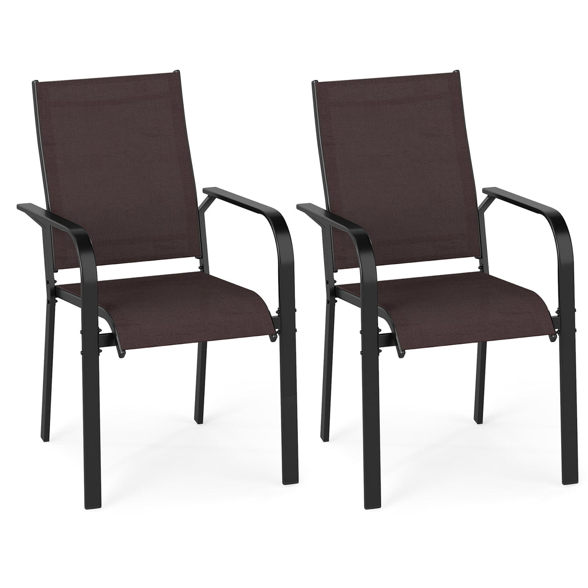 Patio Dining Chairs Set of 2/4/6 Stackable Outdoor Armchairs