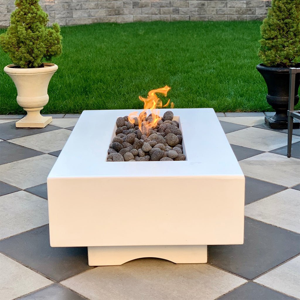 The Outdoor Plus: Del Mar 96" GFRC Rectangular Fire Pit