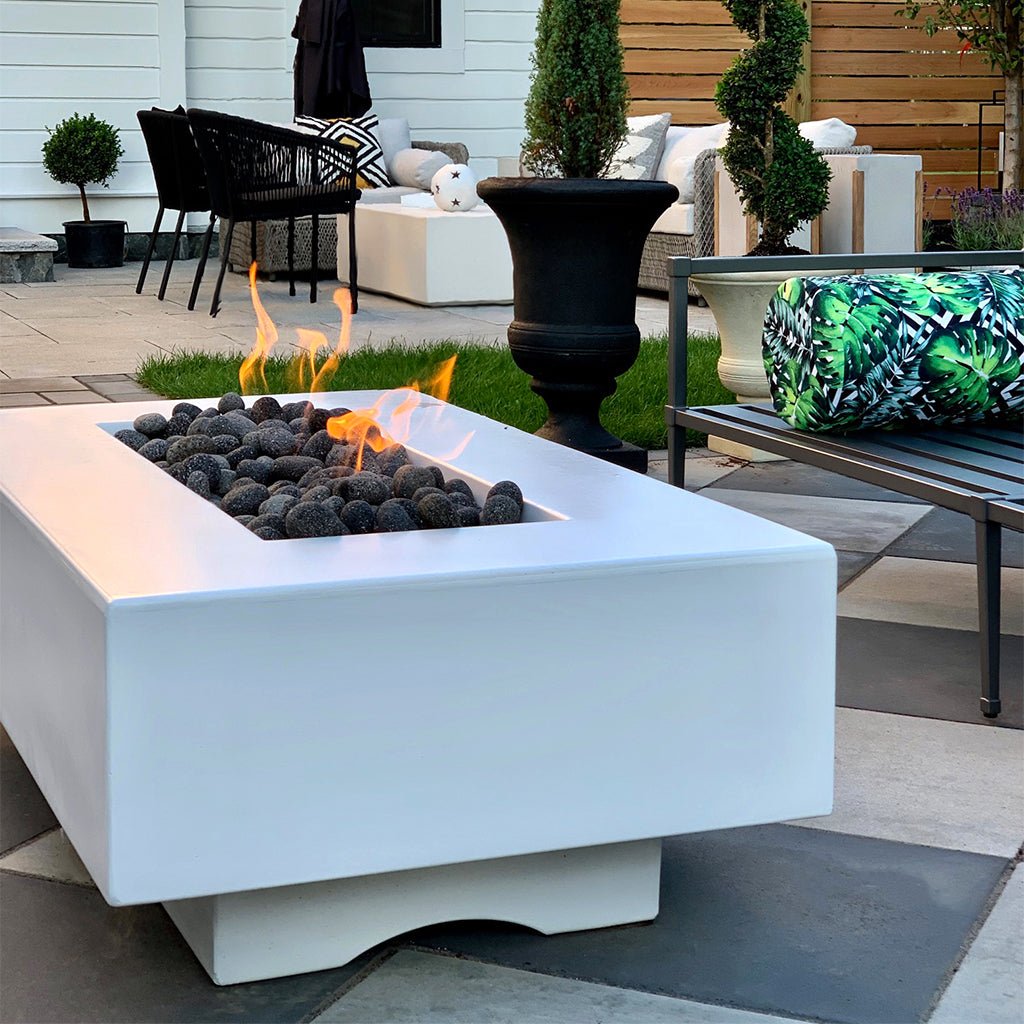 The Outdoor Plus: Del Mar 96" GFRC Rectangular Fire Pit