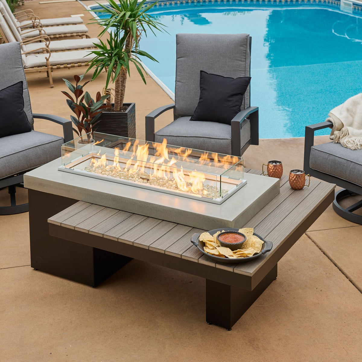 Uptown Linear Gas Fire Pit Table