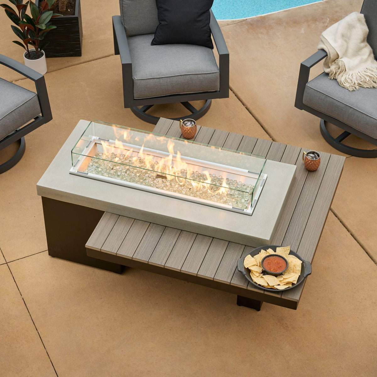 Uptown Linear Gas Fire Pit Table