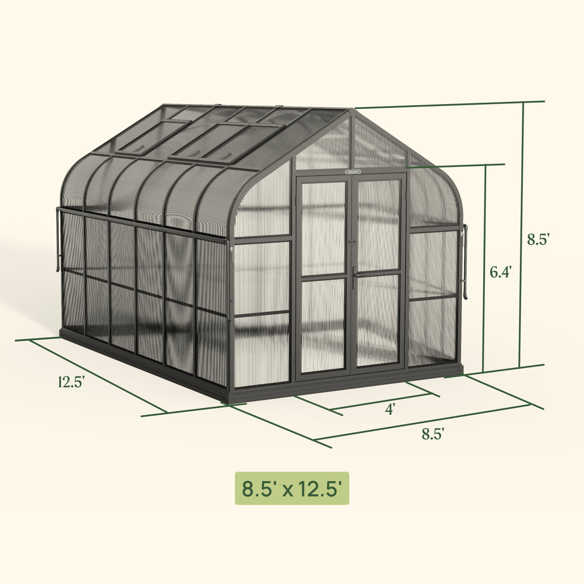 Vego Garden Pacific Series Greenhouse – 8.5 ft Wide