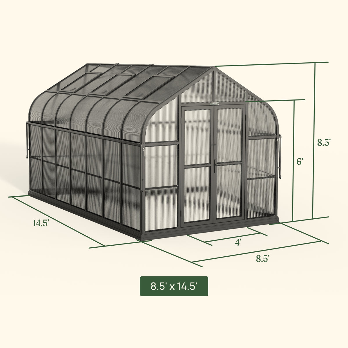 Vego Garden Pacific Series Greenhouse – 8.5 ft Wide