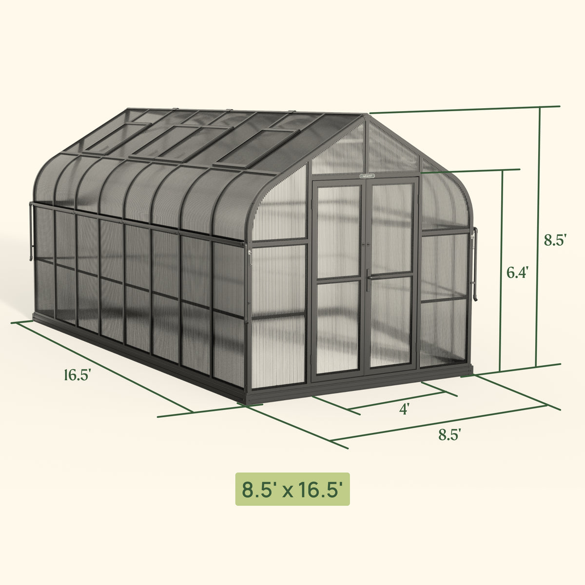 Vego Garden Pacific Series Greenhouse – 8.5 ft Wide