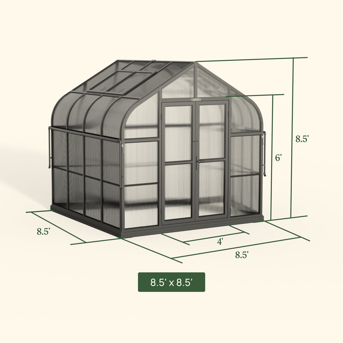Vego Garden Pacific Series Greenhouse – 8.5 ft Wide