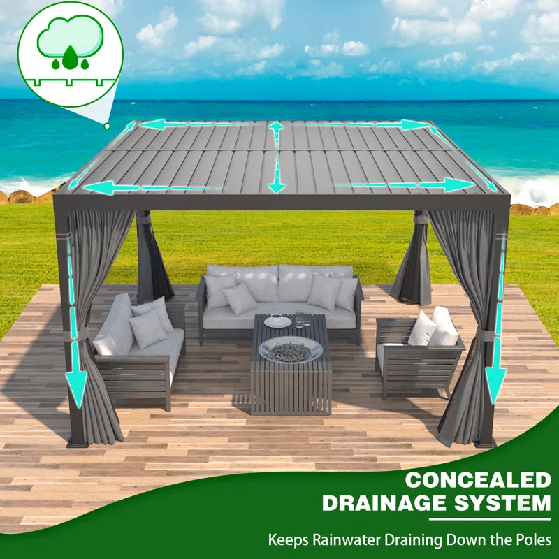 Outdoor Pergola, Louvered Pergola, Aluminum Pergola for Patio, Backyard, Pool Party