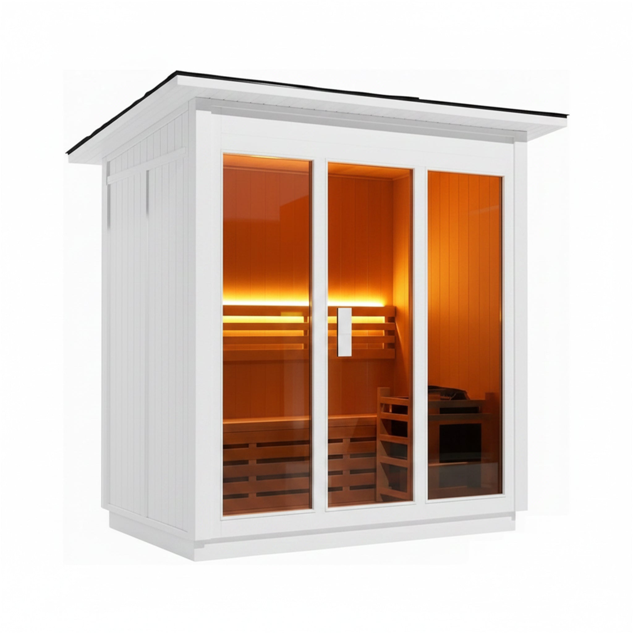 Custom 8-Person Luxury Canadian Hemlock Outdoor Steam Sauna With Heater And Stones [Made-To-Order]
