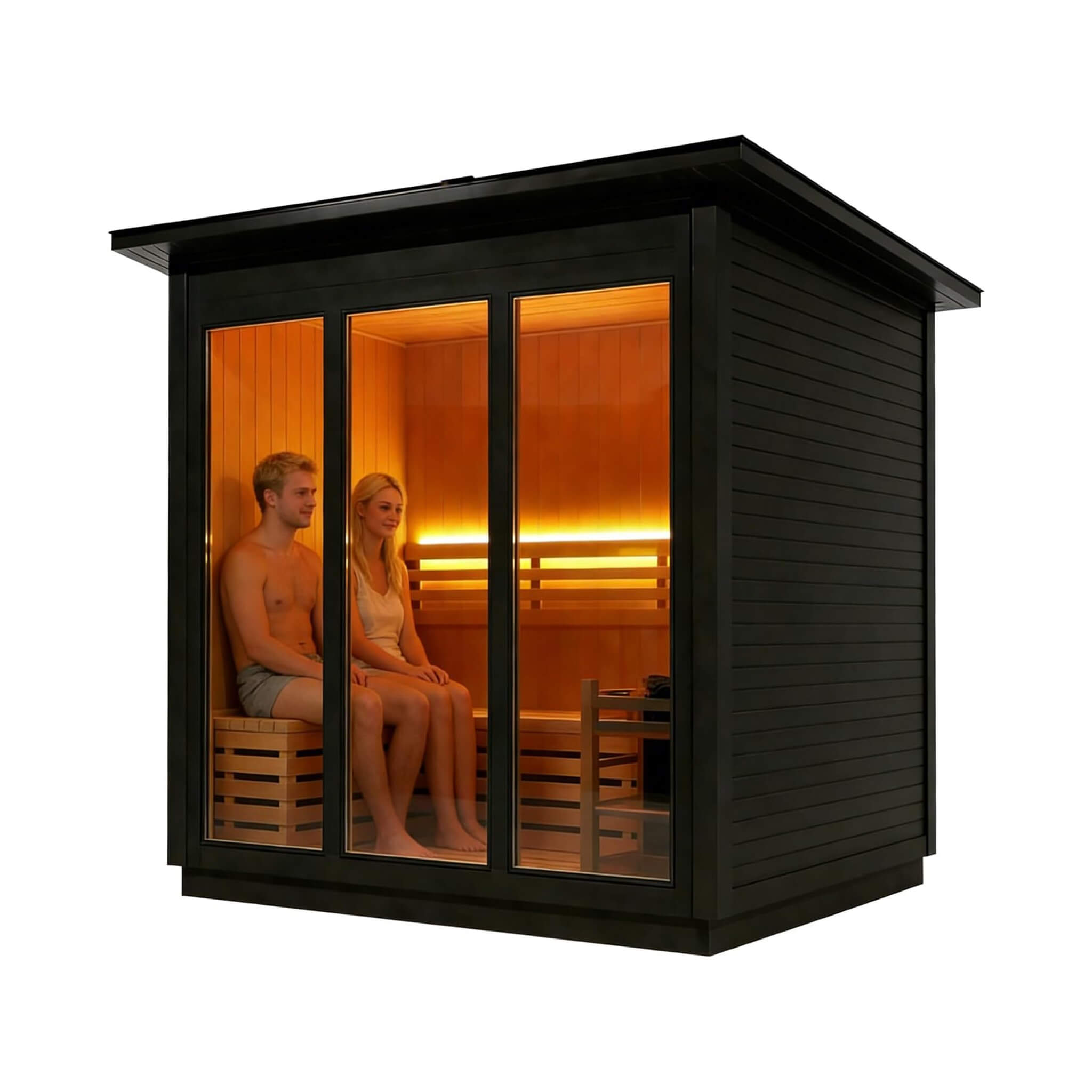 Custom 8-Person Luxury Canadian Hemlock Outdoor Steam Sauna With Heater And Stones [Made-To-Order]