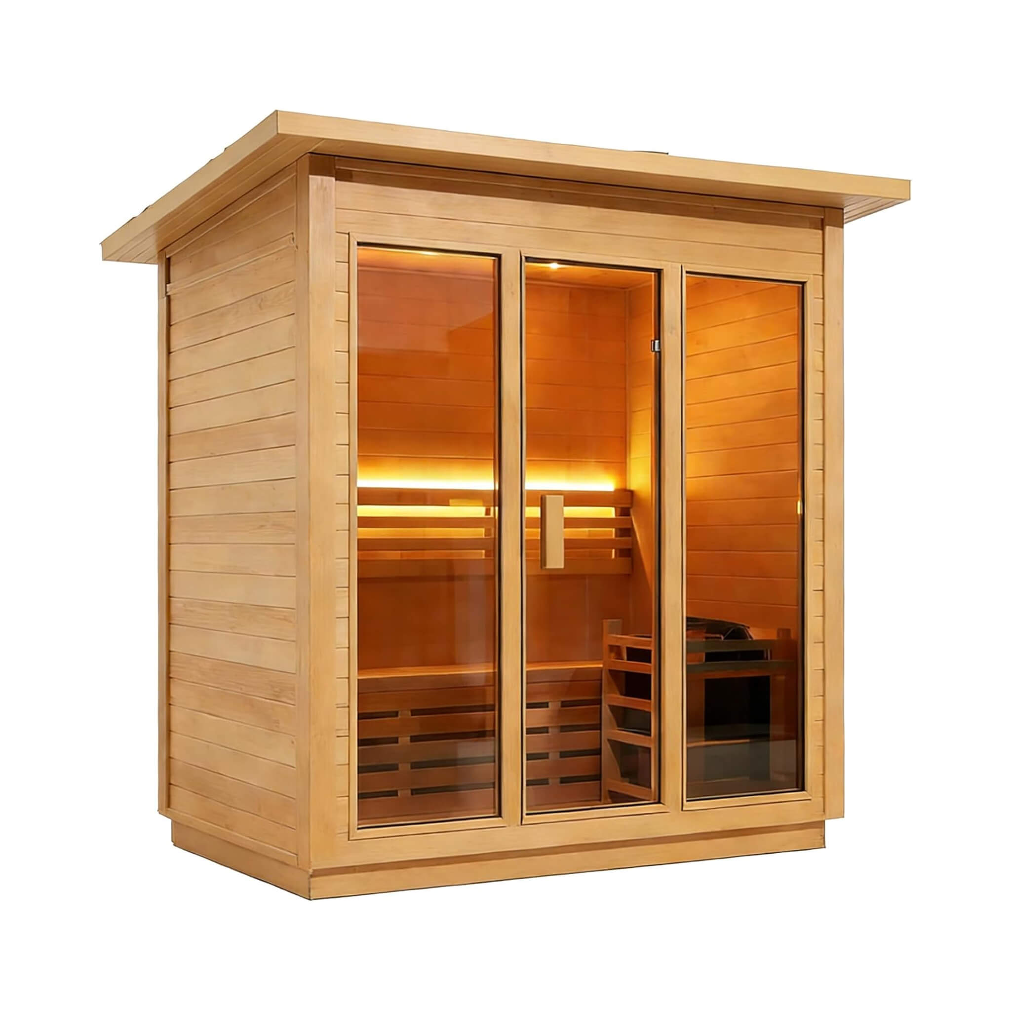 Custom 8-Person Luxury Canadian Hemlock Outdoor Steam Sauna With Heater And Stones [Made-To-Order]
