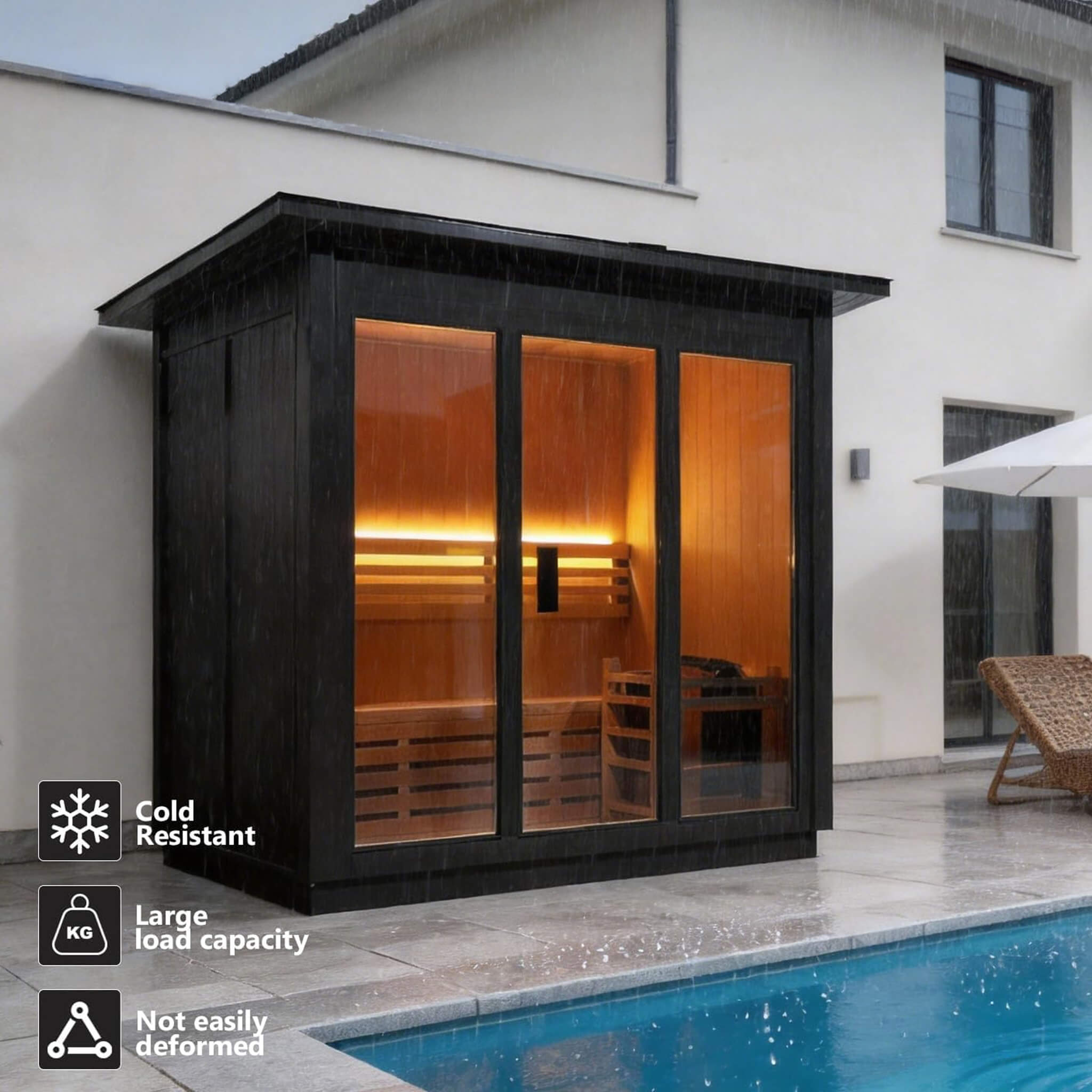Custom 8-Person Luxury Canadian Hemlock Outdoor Steam Sauna With Heater And Stones [Made-To-Order]