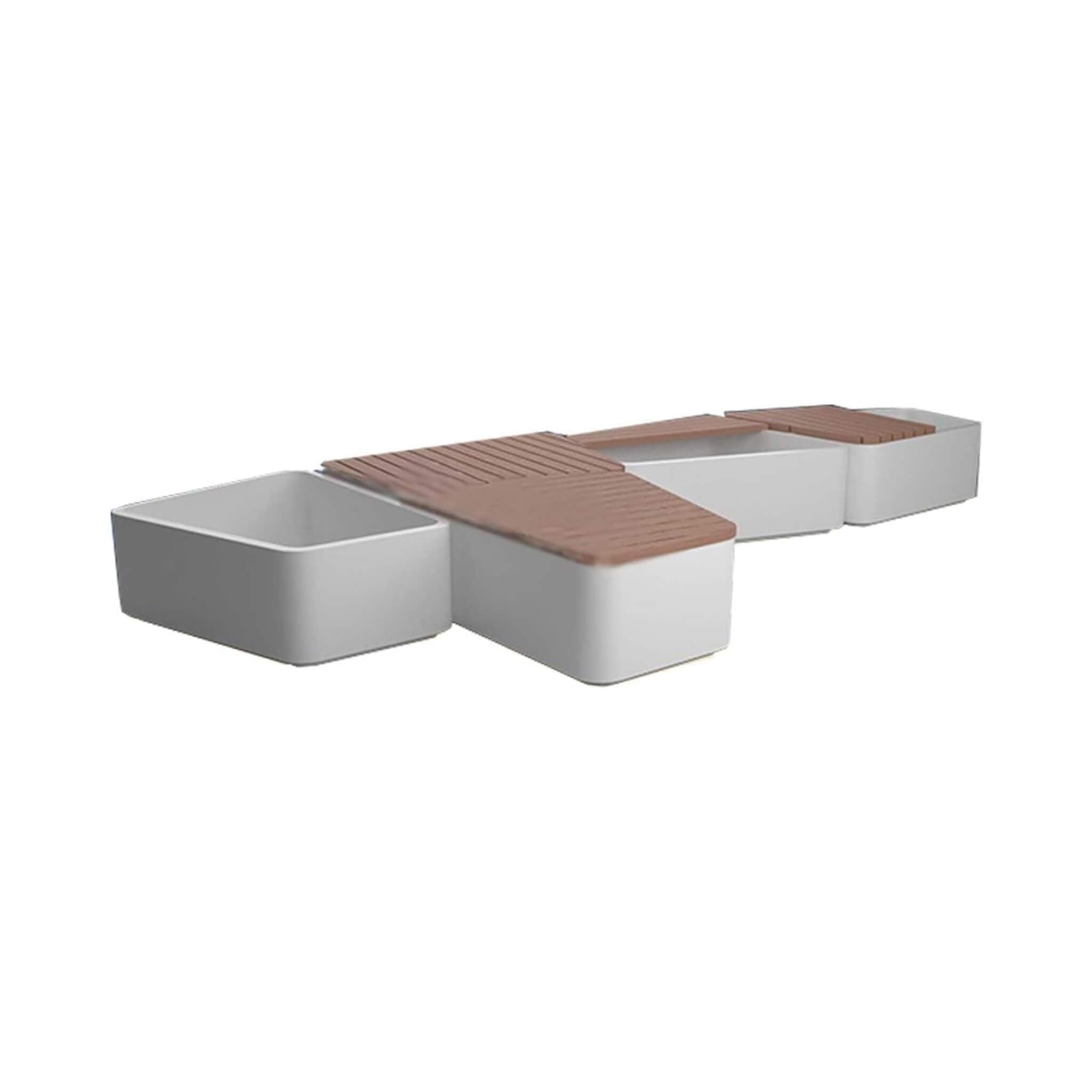 Heavy-Duty Commercial Outdoor Stainless Steel Bench With Wood Seat And Planter Box [Made To Order]