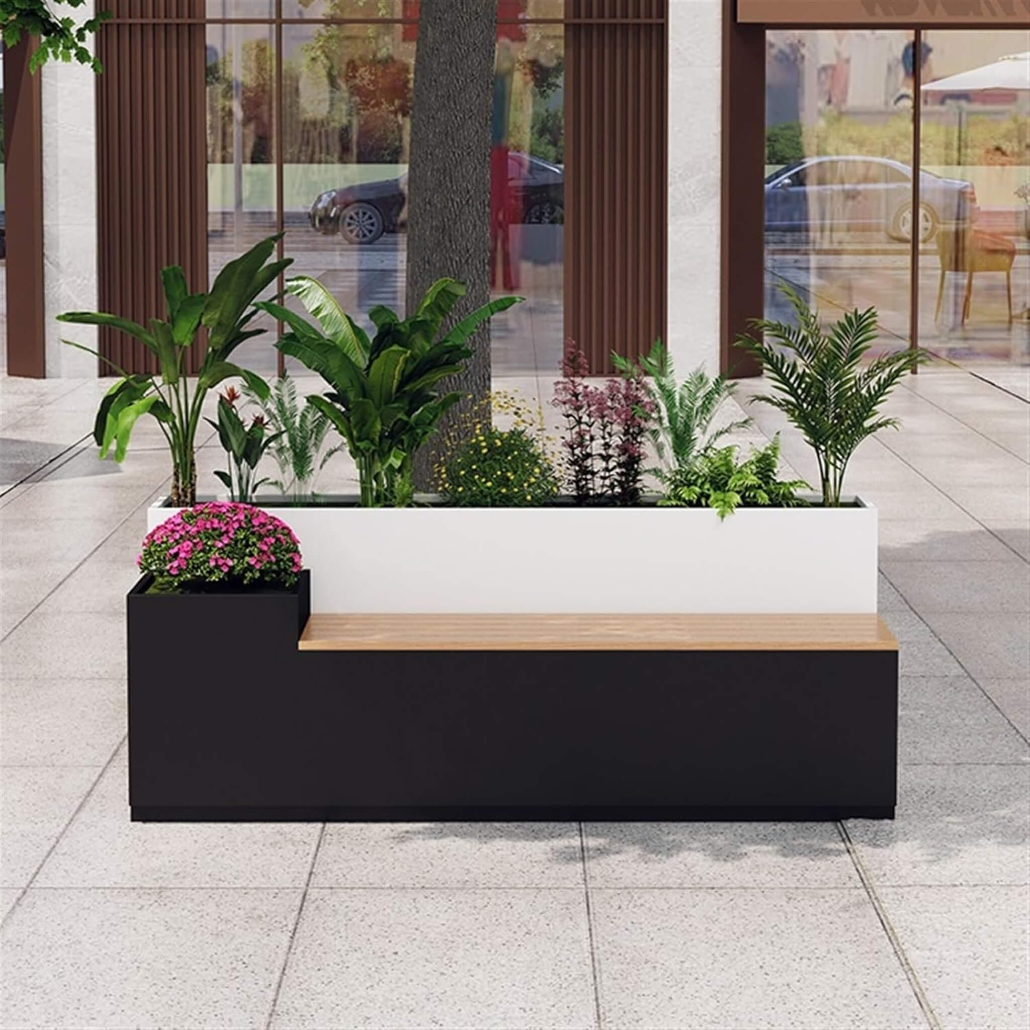 Large Outdoor All-Weather Commercial Flower Box Potting Bench [Made To Order]
