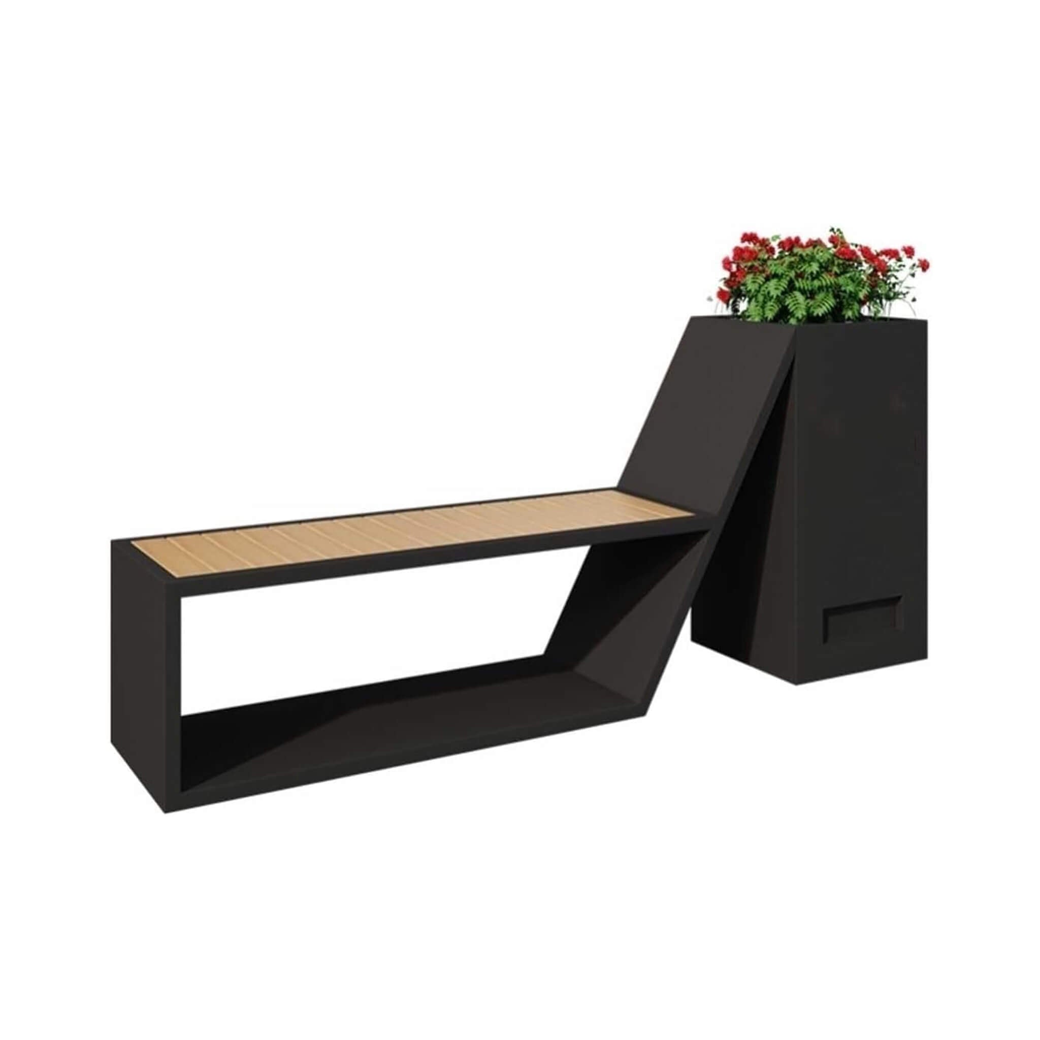 4FT Outdoor Commercial All-Weather Metal Bench With Planter Box [Made To Order]