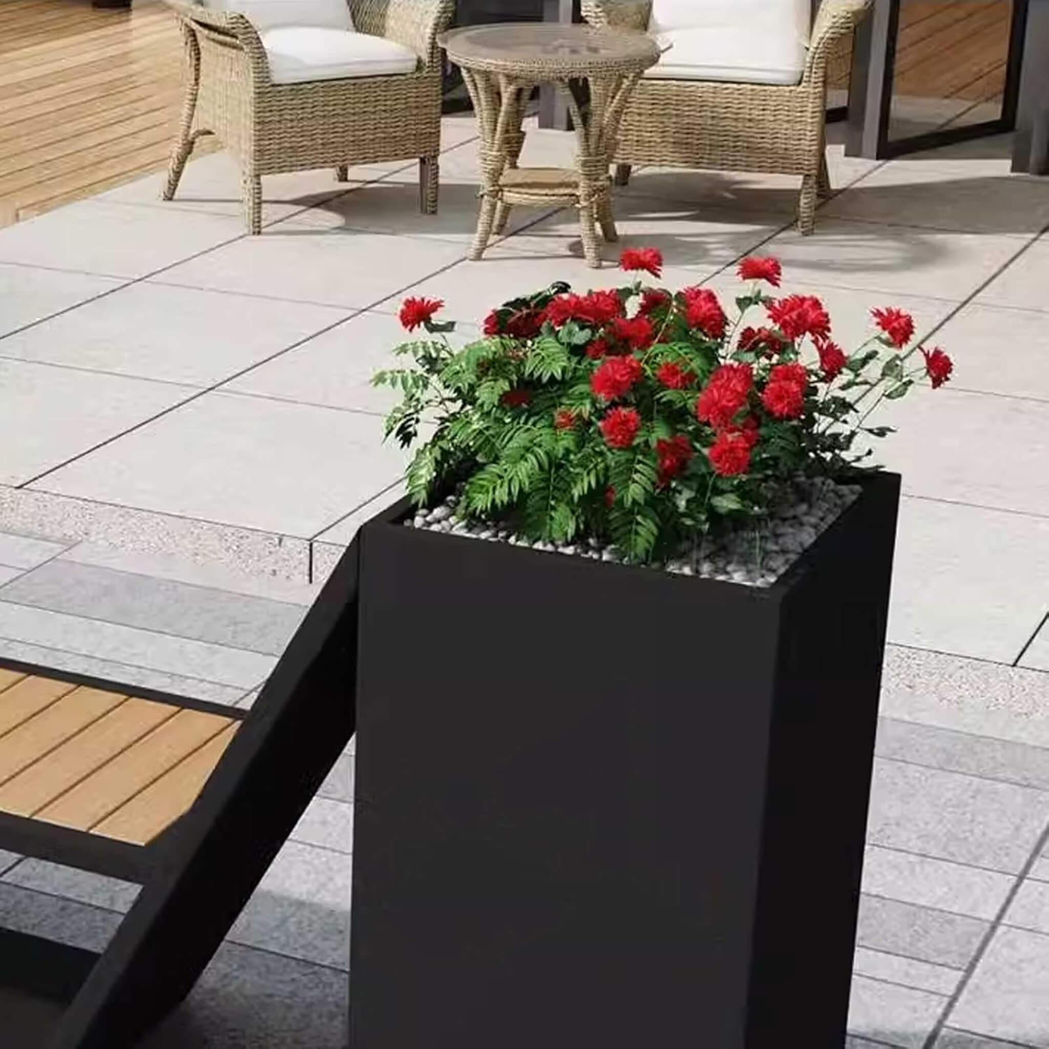 4FT Outdoor Commercial All-Weather Metal Bench With Planter Box [Made To Order]