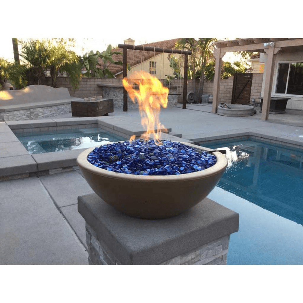 The Outdoor Plus: Sedona 27" Round GFRC Fire & Water Bowl (Match Lit)