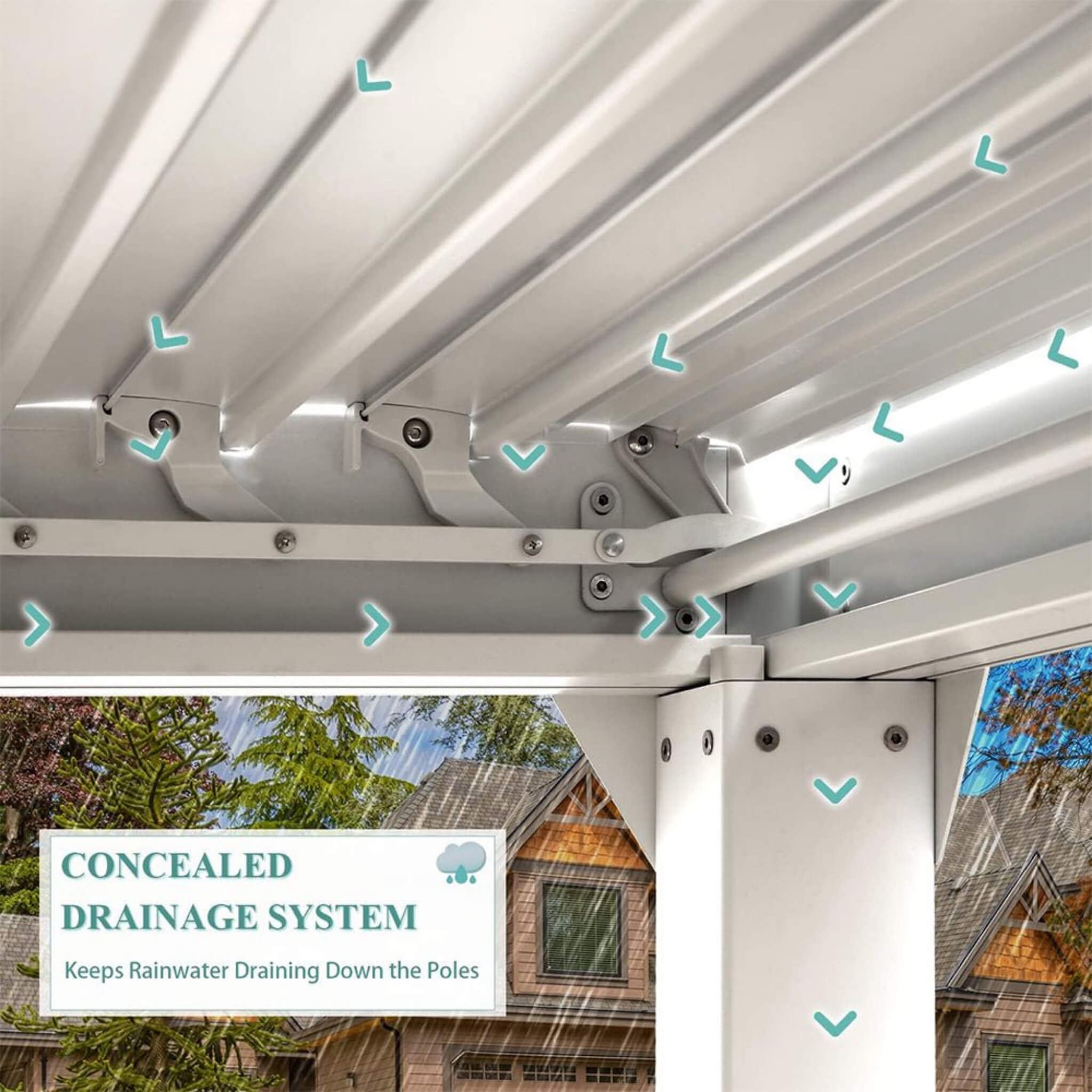 12X20 FT Alora Outdoor Hardtop Louvered Pergola With Adjustable Aluminum Rainproof Roof (SAK18625)